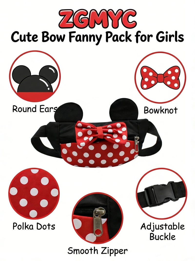 ZGMYC Toddlers Boys Girls Cartoon Fanny Pack Waist Pack Cute Canvas Crossbody Purse Handbag with Mouse Ears - Image 2